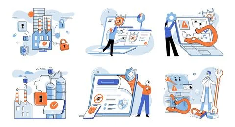 Data protection. Secure access to datis essential for maintaining privacy Illustrazione stock