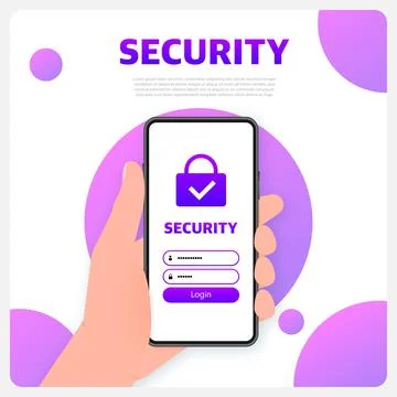 Data protection. Secure information transfer background. Security smartphone Stock Illustration