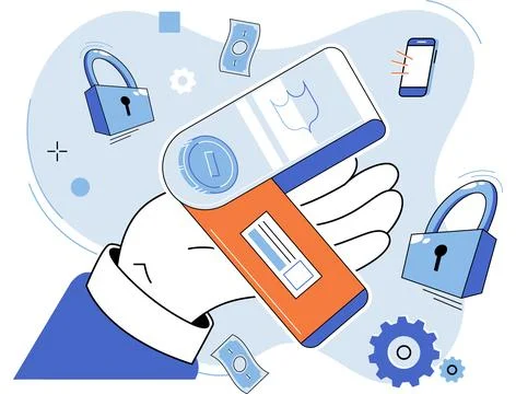 Data protection, secure safety technology, encryption, protection, privacy Illustrazione stock