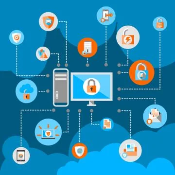 Data Protection Security Concept 스톡 일러스트
