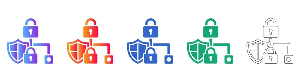 Data Protection Security Hierarchy Icons イラスト素材