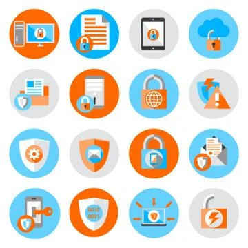 Data Protection Security Icons Stock Illustration