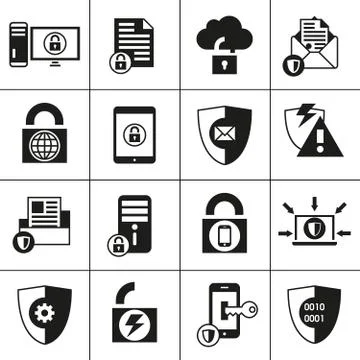 Data Protection Security Icons Illustrazione stock