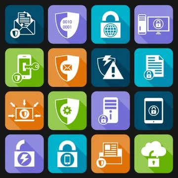 Data Protection Security Icons Stock Illustration