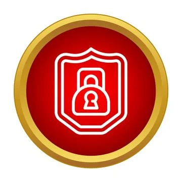Data protection security shield padlock red icon Stock Illustration