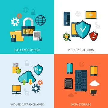Data Protection Set Illustrazione stock