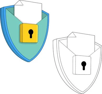 Data Protection Shield and Document Icon Illustration Stock Illustration