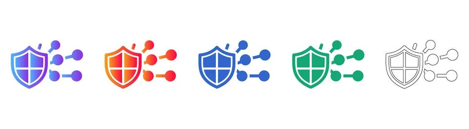 Data Protection Shield and Network Icons イラスト素材