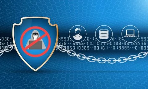 Data protection shield with chain Stock Illustration