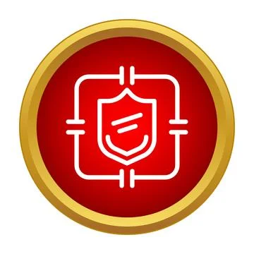 Data protection shield icon in a red circle Stock Illustration