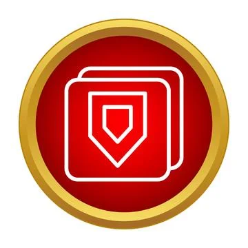 Data protection shield icon in round red button Stock Illustration