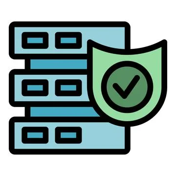 Data protection shield showing secured server and database Stock Illustration