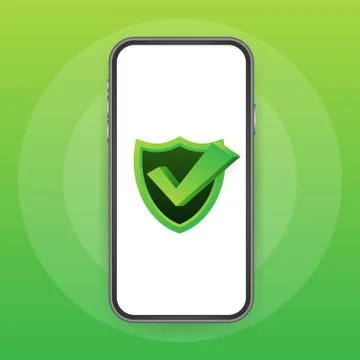 Data Protection on smartphone, privacy, and internet security. Vector stock i Stock Illustration