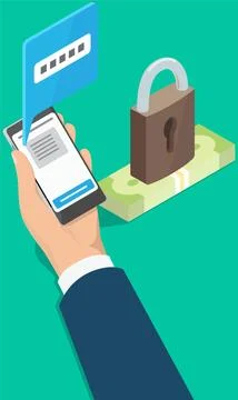 Data protection, software access data as confidential. Man stands holding Ilustración de archivo