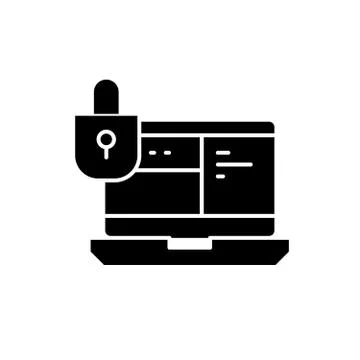 Data protection system black icon, vector sign on isolated background. Data Illustrazione stock