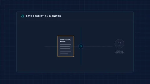 Data protection system blocking unauthorized file transfer. 4K Stock Footage 342114618