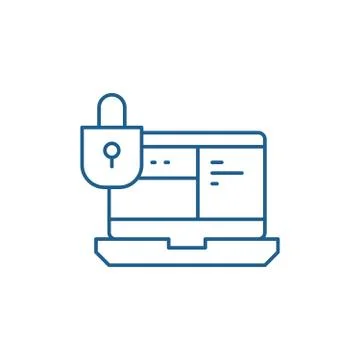 Data protection system line icon concept. Data protection system flat vector Stock Illustration