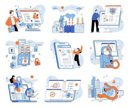 Data protection. Systems and software are designed to enhance datsecurity Stock Illustration