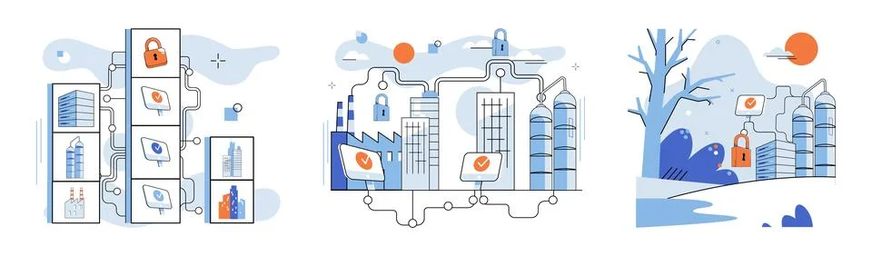 Data protection. Systems and software are designed to enhance datsecurity Illustrazione stock