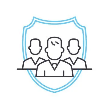 Data protection team line icon, outline symbol, vector illustration, concept Illustrazione stock