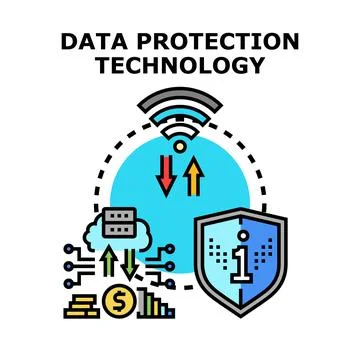 Data protection technology securing digital information privacy Stock Illustration