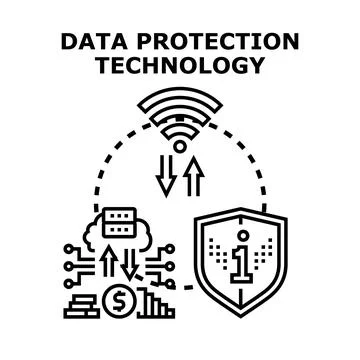 Data protection technology securing digital information privacy Stock Illustration
