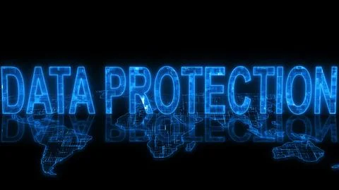 Data protection text technology earth map イラスト素材