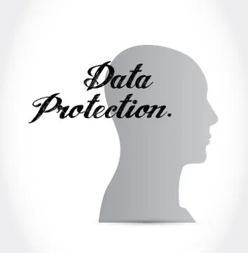 Data Protection thinking brain sign Stock Illustration