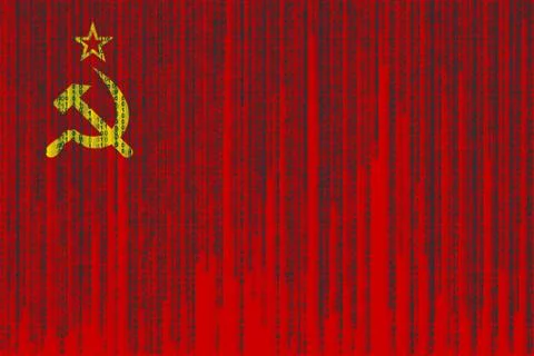 Data protection USSR flag. Soviet Union flag with binary code. Stock Photos