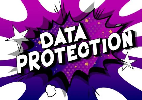 Data Protection - Vector illustrated comic book style phrase on abstract back 스톡 일러스트