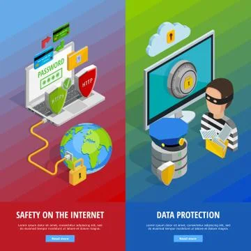 Data Protection Vertical Banners Set 库存插图