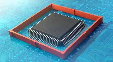 Data protection, virus protection - processor with firewall 스톡 일러스트