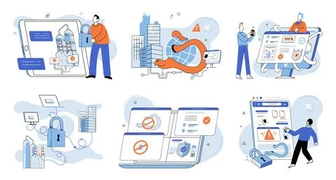 Data protection. The web and internet provide access to vast amounts information 스톡 일러스트