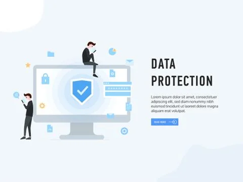 Data protection web page poster 스톡 일러스트