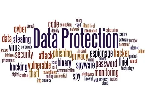 Data Protection, word cloud concept Illustrazione stock
