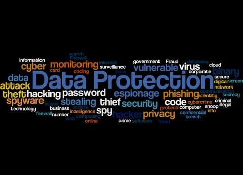 Data Protection, word cloud concept Illustrazione stock