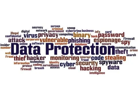 Data Protection, word cloud concept Illustrazione stock