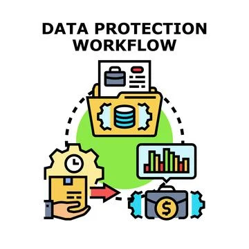 Data protection workflow concept securing digital information 스톡 일러스트