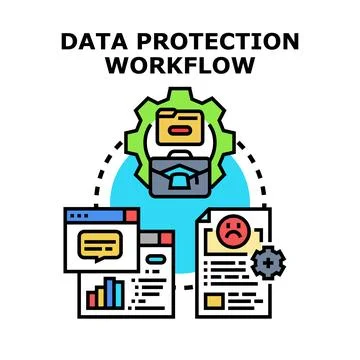 Data protection workflow protecting information and sensitive data Stockillustratie