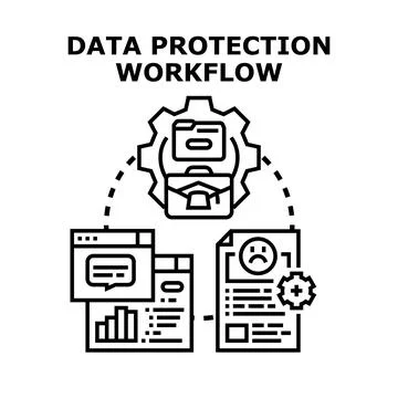 Data protection workflow protecting information and sensitive data Stock Illustration