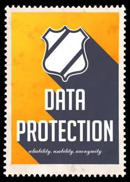 Data Protection on Yellow in Flat Design. Illustrazione stock