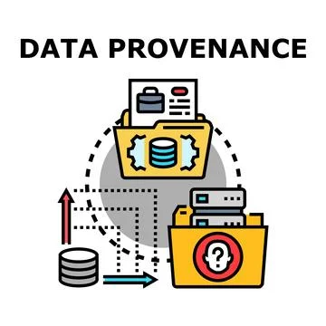 Data provenance tracking, management, and lineage system Stockillustratie