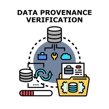 Data provenance verification concept for information tracking Stockillustratie