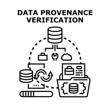 Data provenance verification concept for information tracking Stock Illustration
