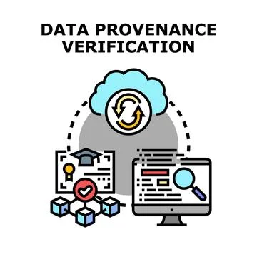 Data provenance verification process with digital record certification Stock Illustration