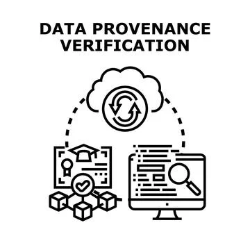 Data provenance verification process with digital record certification Stock Illustration