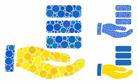 Data Provider Hand Mosaic Icon of Circle Dots Stock Illustration