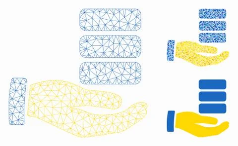 Data Provider Hand Vector Mesh Wire Frame Model and Triangle Mosaic Icon Illustrazione stock