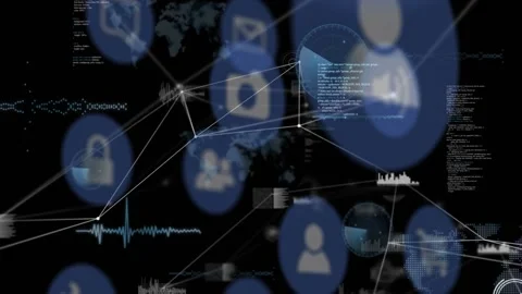 On data pulse blue node cluster shifting, reconnecting and pulsing, visualizing Stock Footage 329505073
