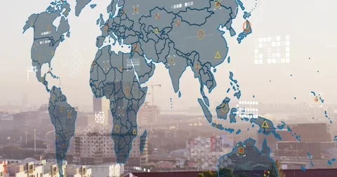 On data pulse map growing adding borders... | Stock Video | Pond5